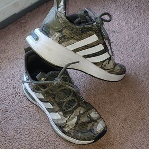 Kids Adidas Green Camouflage Sneakers Size 2